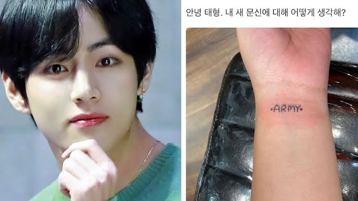 V BTS Komentari Tato Seorang Penggemar Bertuliskan 'ARMY', Jawabannya Bikin Meleleh
