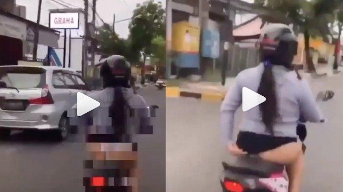 Ini Video Perempuan yang Pamer Paha Celana Dalam saat Naik Motor di Jalanan Kota, VIRAL, YUK INTIP