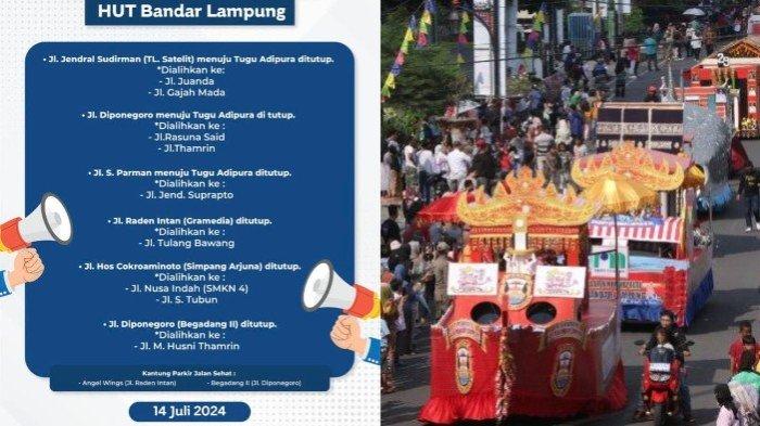Breaking News Pawai Budaya dan Kendaraan Hias HUT Pemkot Bandar Lampung, 6 Jalan Ditutup Sementara