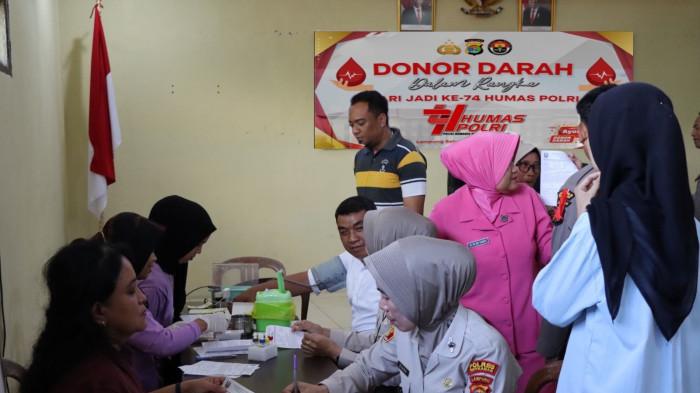 Hari Jadi ke-74 Humas Polri, Polres Way Kanan Lakukan Giat Donor Darah