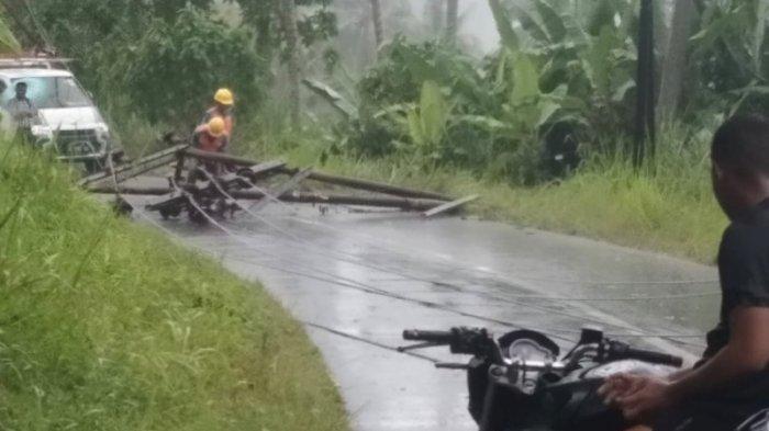 Tiang Listrik Roboh di Pesawaran Lampung, Perbaikan Terkendala Hujan Deras