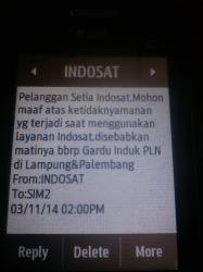 Listrik Padam, Indosat Kirimkan SMS Permohonan Maaf