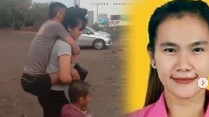 Istri Brimob Gendong Suami yang Lumpuh Banjir Pujian