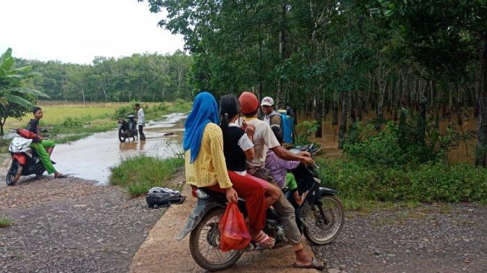 Kebun Karet di Simpang Pematang Terendam Banjir