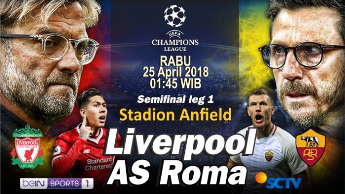 GRAFIS: Semifinal leg 1: Liverpool vs Roma, Adu Strategi