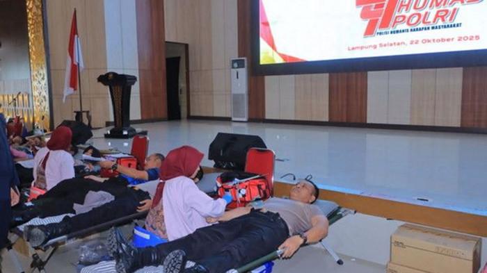 Polda Lampung Kumpulkan 1.072 Kantong Darah Peringati HUT KE-74 Humas Polri