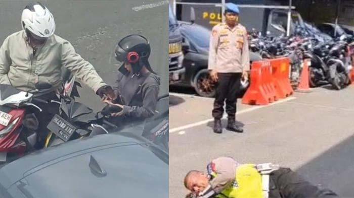 Aiptu Rudi 'Guling-guling' di Aspal setelah Tepergok Palak Pengendara Motor