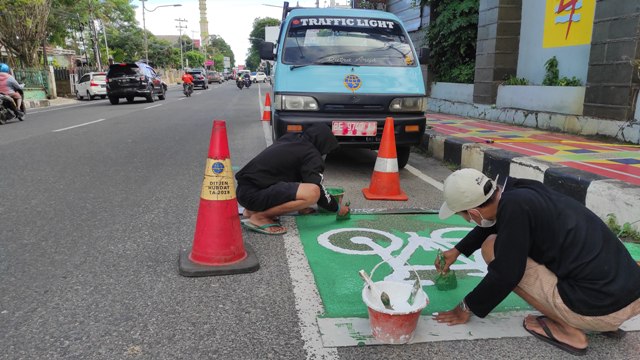 Dishub Bandar Lampung Cat 120 Titik Jalur Sepeda