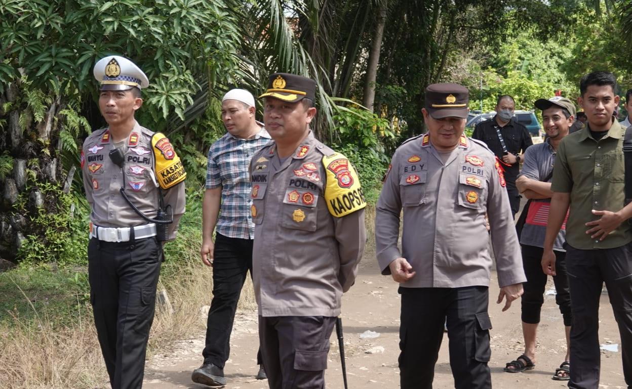 Kapolres Lamteng Polda Lampung Tinjau Pengamanan Pengajian Akbar di Kampung Kuripan