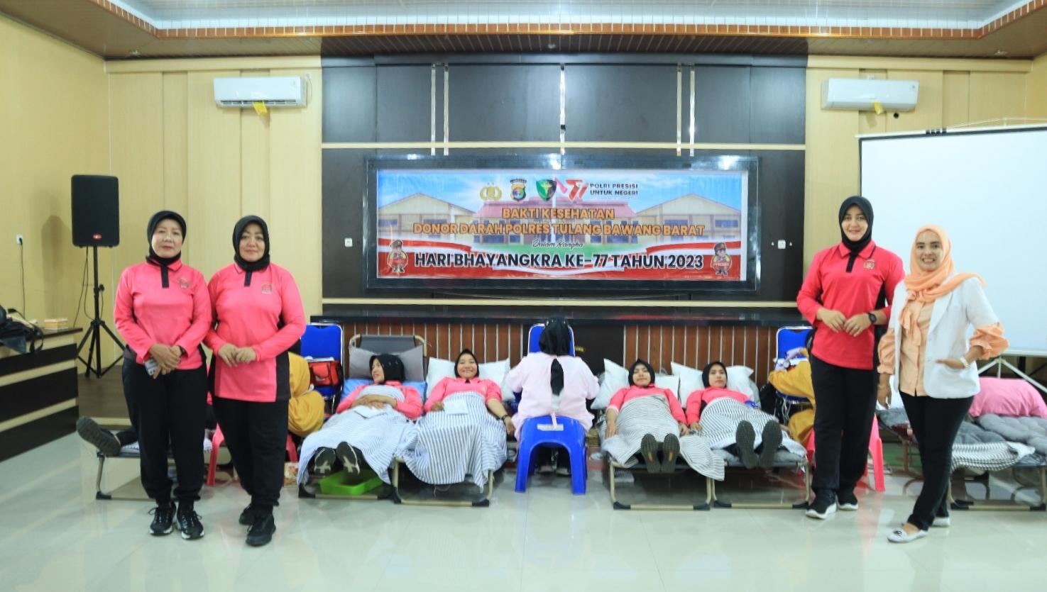 Sambut HUT Bhayangkara, Polres Tulangbawang Barat Polda Lampung Gelar Donor Darah