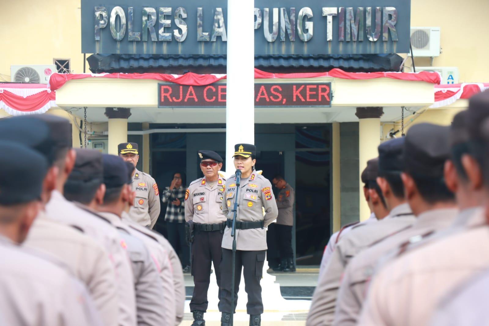 Latihan Dalmas, Personel Polres Lampung Timur Dilatih Tegas dengan Cara Humanis 