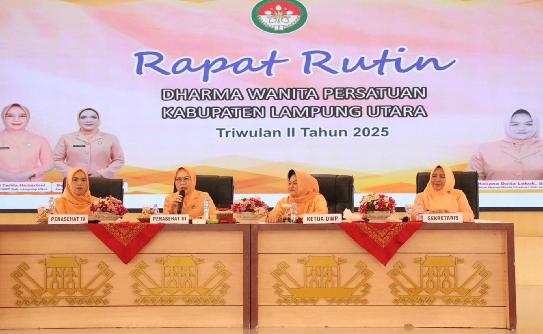 Ketua TP-PKK Lampung Utara Pimpin Rapat Rutin DWP Triwulan II Tahun 2025