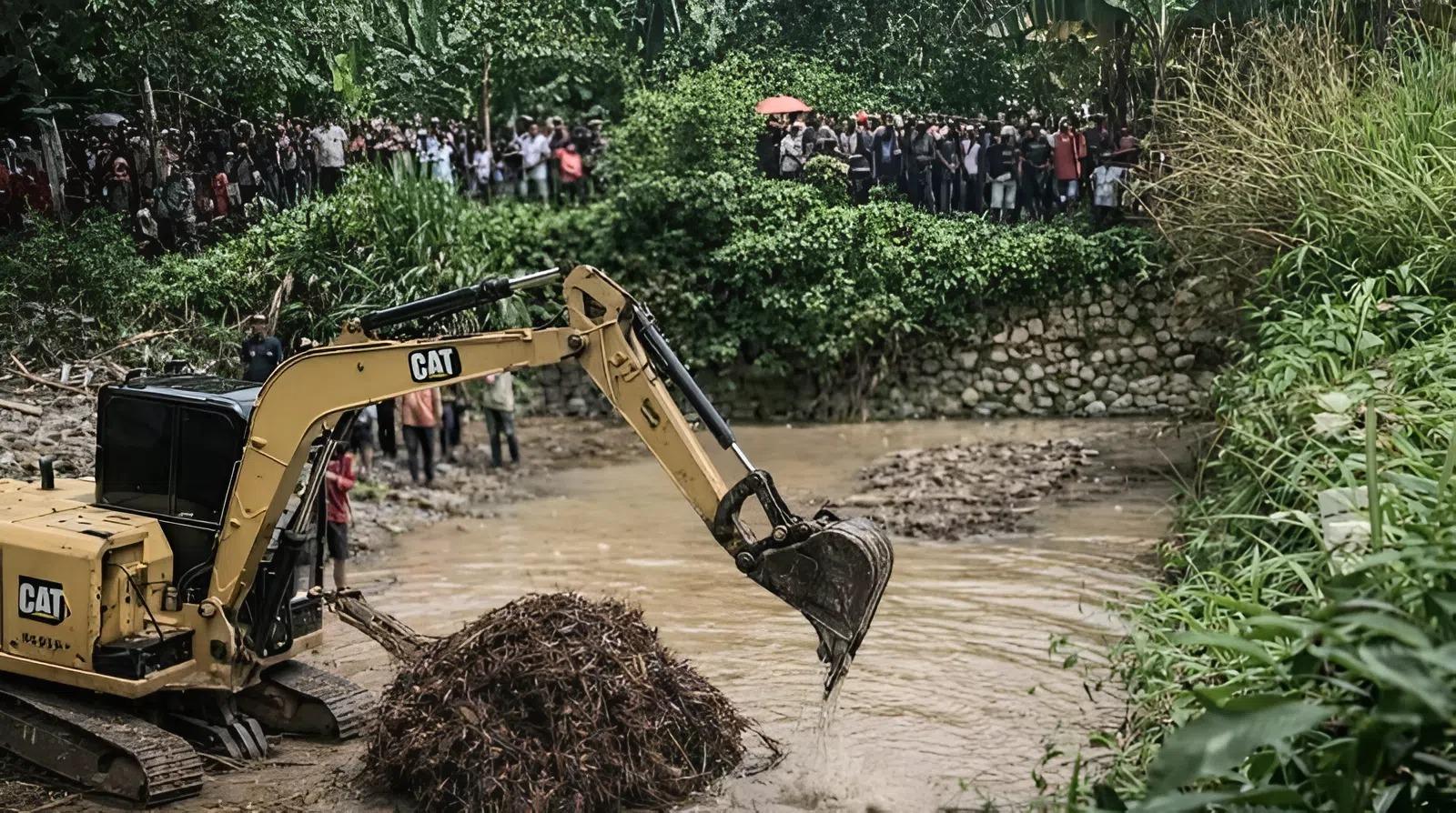 Cari Korban Tenggelam di Rantau Tijang Pringsewu, Tim Kerahkan Ekskavator