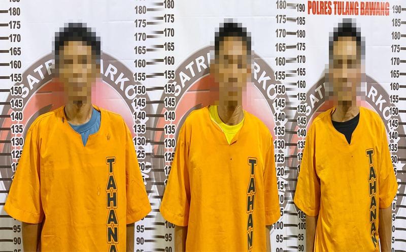 Polres Tulang Bawang Polda Lampung Tangkap Tiga Pengedar Sabu di Dente Teladas