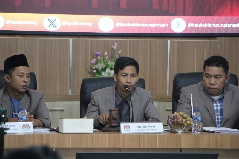 Pleno KPU Terkait Hasil Pilkada di Lampung Tengah, Ardito-Koheri Unggul