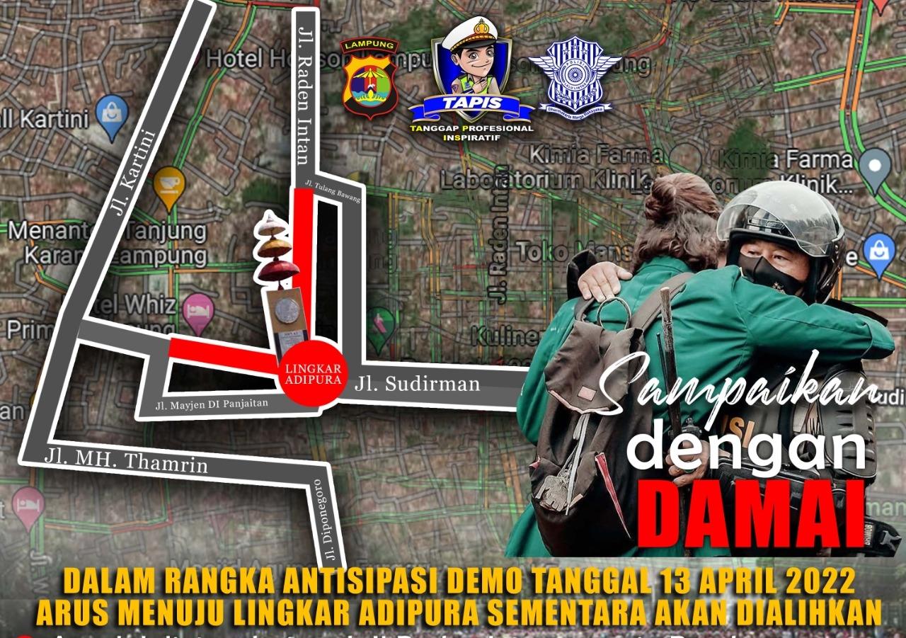 Hadapi Aksi Unjuk Rasa Mahasiswa, Polresta Bandar Lampung Akan Lakukan Pengalihan Arus Lalu Lintas