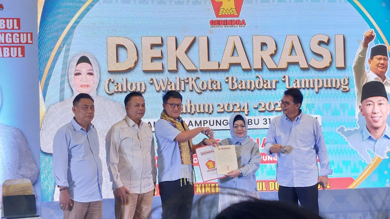 Reihana Siap Jadi Kader Partai Gerindra Seusai Terima Surat Tugas di Pilkada Bandar Lampung 2024