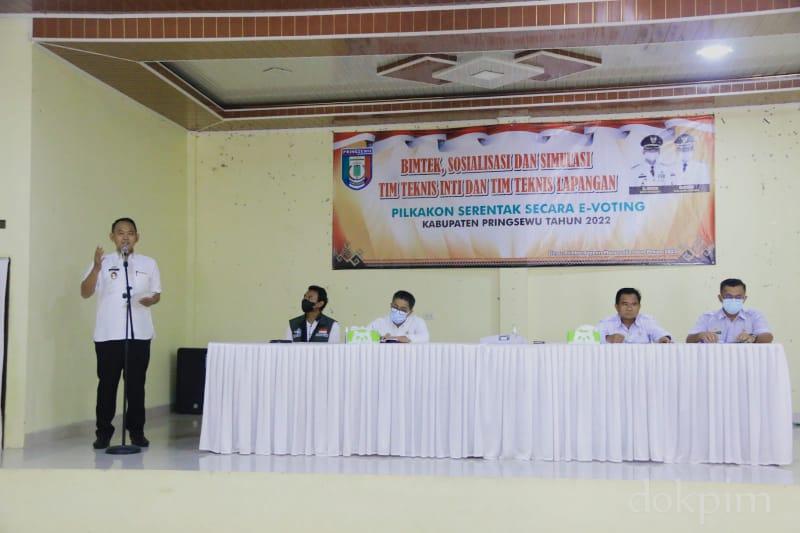 Jelang Pilkakon Serentak 18 Mei 2022, Pemkab Pringsewu Simulasikan Pilkakon Secara e-Voting