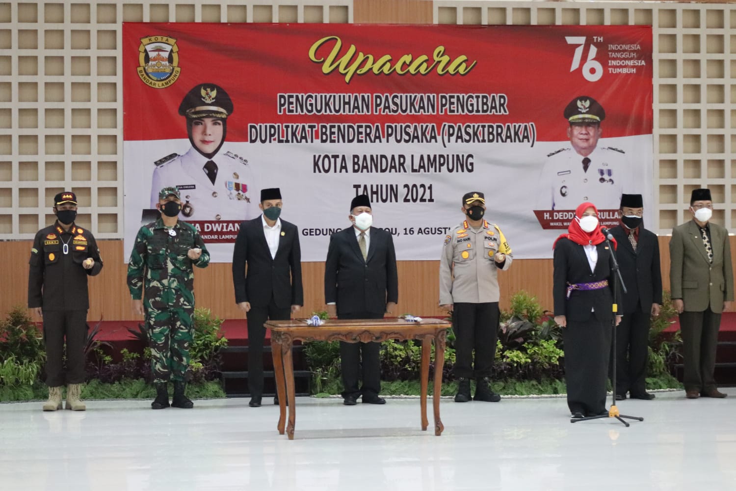 Dandim 0410 Romas Herlandes Pengukuhan Paskibraka Kota Bandar Lampung