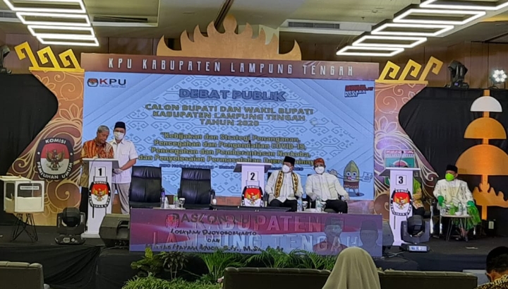 Debat Terakhir Pilkada Lampung Tengah 2020 Sukses, 3 Cabup Kompak Bakal Tegakkan Prokes Tekan Covid