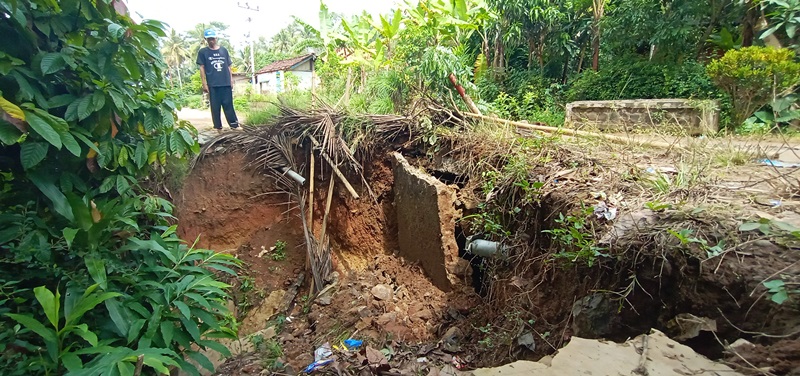 Diguyur Hujan 2 Hari, Gorong-gorong di Pekon Bumi Arum Pringsewu Ambrol