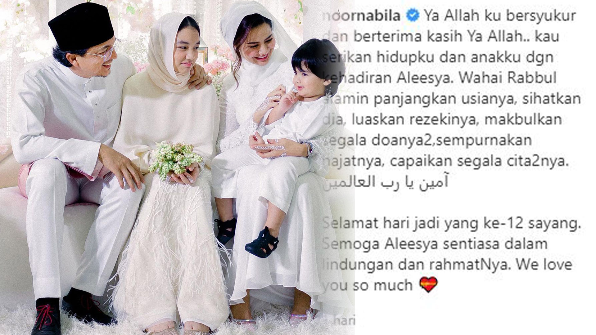 Doa Noor Nabila untuk Engku Aleesya yang Ultah Ke-12, Engku Emran Beri Respons Manis