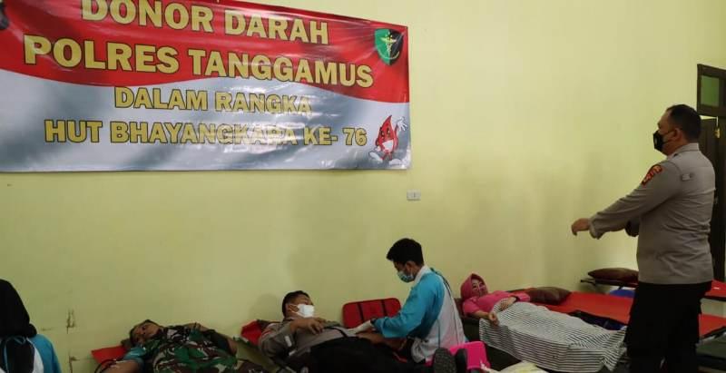 Sambut HUT ke-76 Bhayangkara, Polres Tanggamus Gelar Baksos Donor Darah