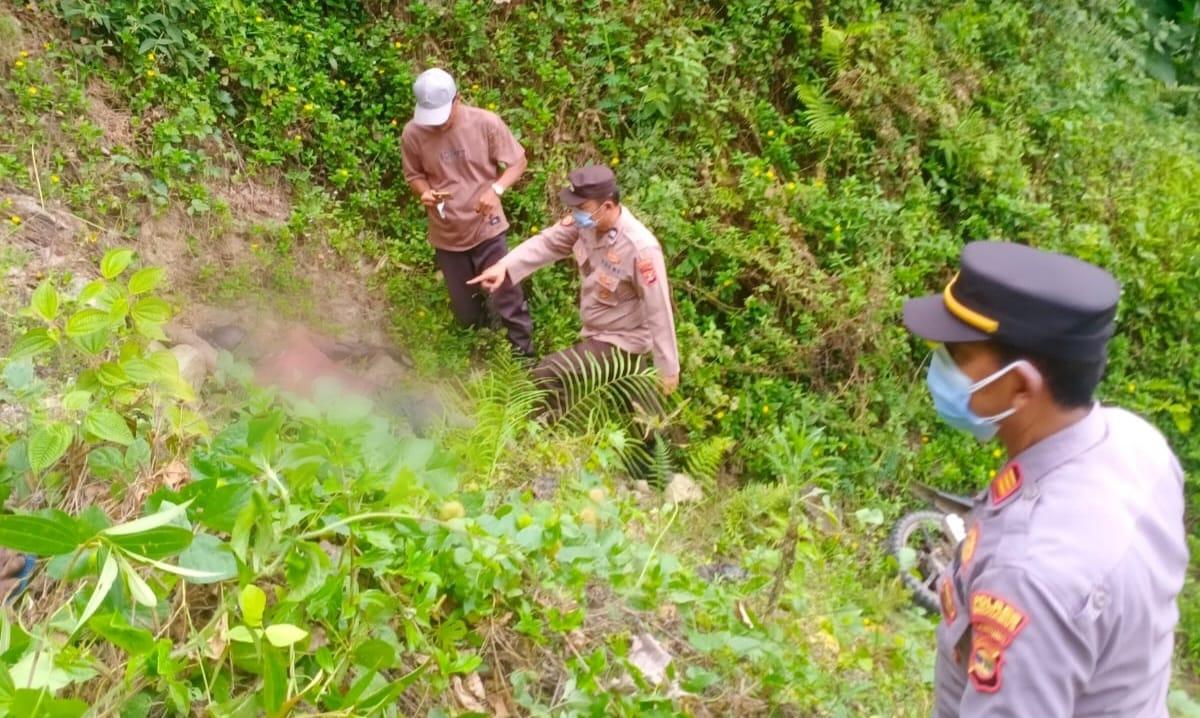 Petugas Polres Tanggamus Lewati Medan Terjal demi Evakuasi Mayat di Jurang 