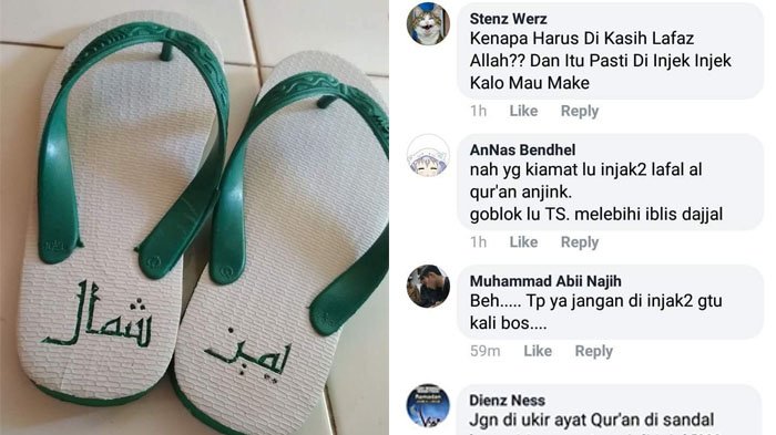 Heboh Hiburan Jelang Berbuka! Sandal Bertuliskan Huruf Arab, Netizen Ramai-ramai Menghujat