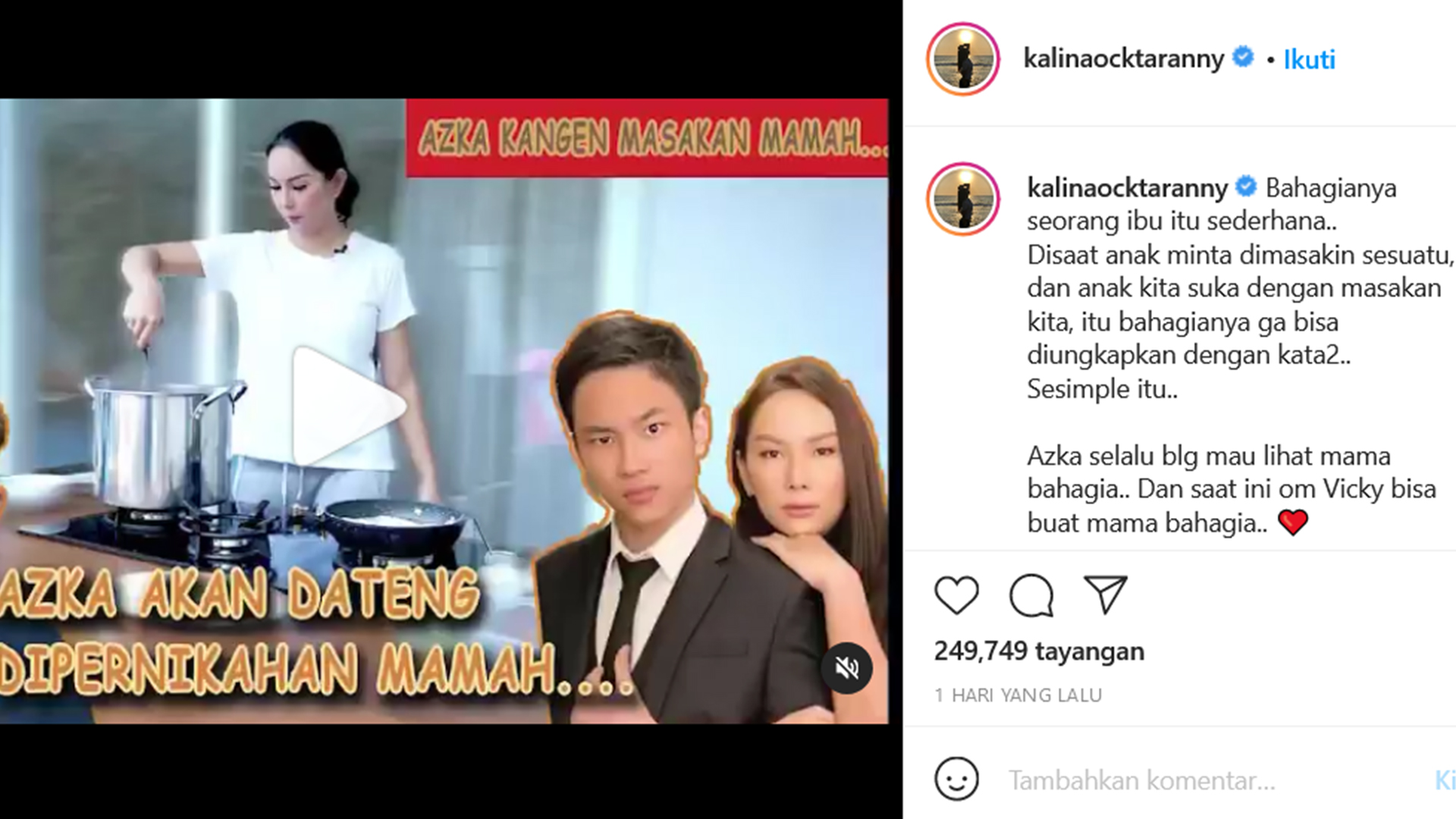 Kalina Ocktaranny Masih Mohon Azka Corbuzier Hadiri Pernikahannya dengan Vicky Prasetyo