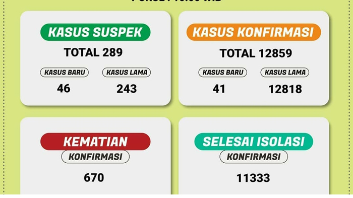 Kasus Baru Corona di Lampung Berkurang, Terbaru Positif Covid-19 Tambah 41