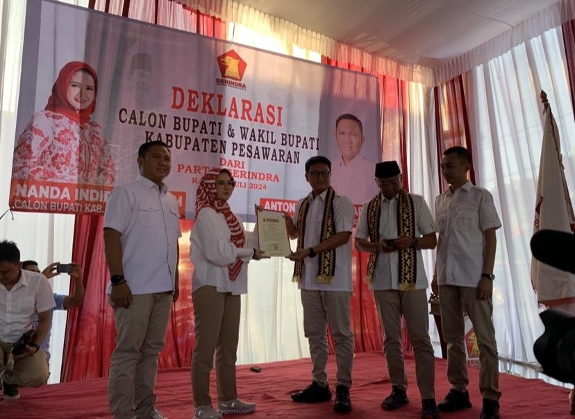 Gerindra Beri Surat Tugas ke Nanda dan Antonius untuk Maju di Pilkada Pesawaran 2024