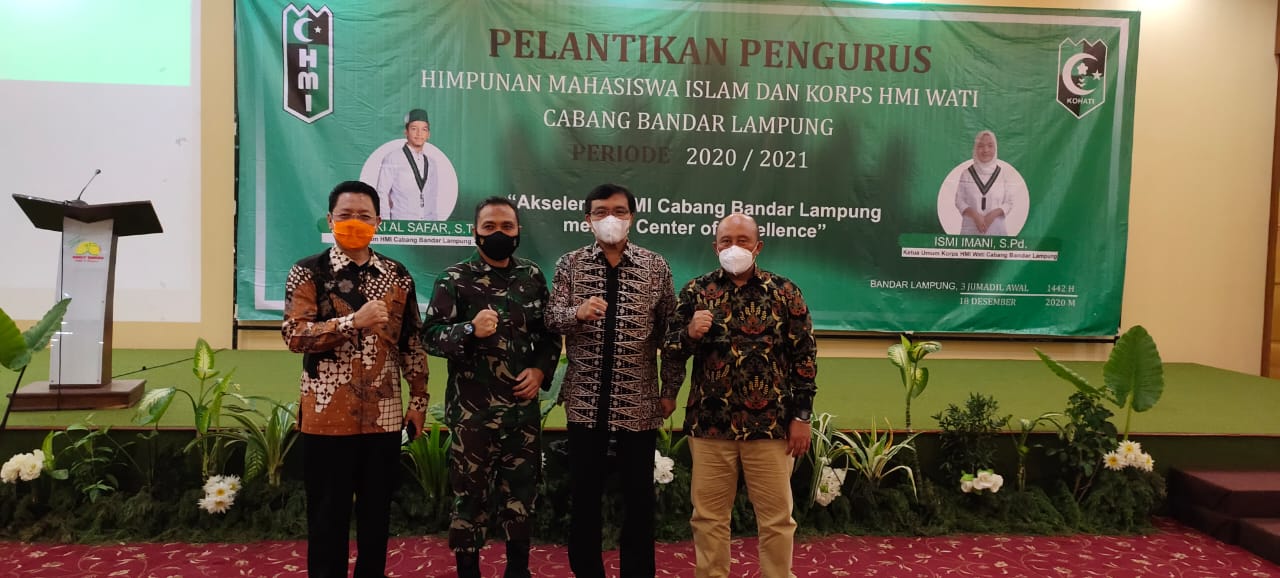 Anggota Kodim 0410/KBL Hadiri Pelantikan Pengurus HMI dan KOHATI Cabang Kota Bandar Lampung