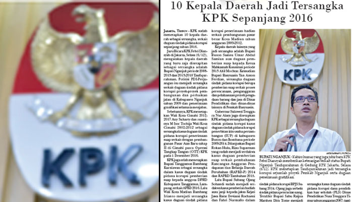 10 Kepala Daerah Jadi Tersangka KPK Sepanjang 2016