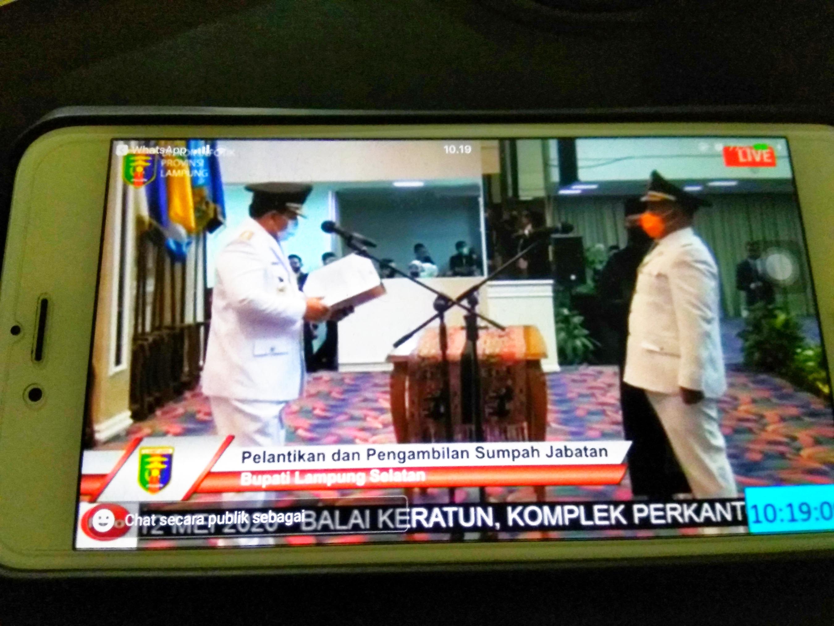 Gubernur Arinal Lantik Bupati Definitif Lampung Selatan Secara Virtual