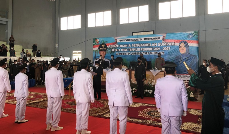 141 Kades di Lampung Utara Dilantik dan Diambil Sumpah