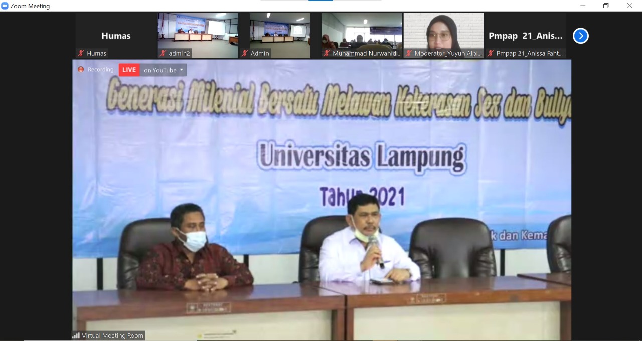 Wakil Rektor Unila Hadiri Semnas Pencegahan Kekerasan Seksual dan Perlindungan Bullying