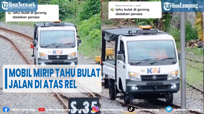 Viral Kendaraan Mirip Mobil Pedagang Tahu Bulat Melintas di Atas Rel Kereta