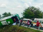 4 Tewas Kecelakaan Bus Rombongan Wisatawan Guci di Exit Tol Gandulan Pemalang