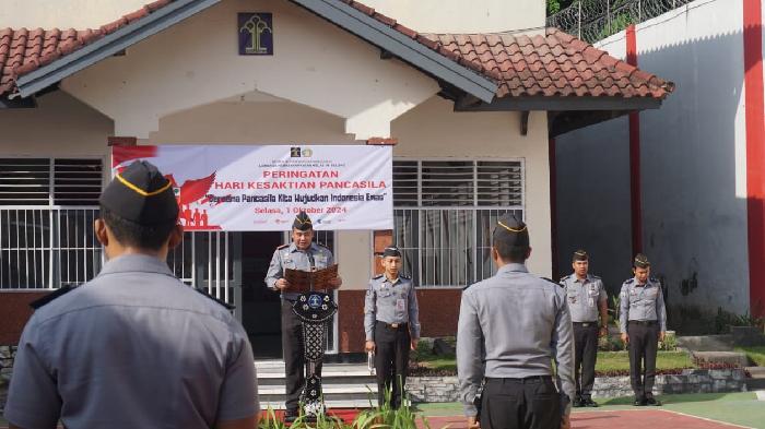 Hari Kesaktian Pancasila, Warga Binaan Lapas Kelas IIB Selong dan Petugas Kompak Gelar Apel Bersama