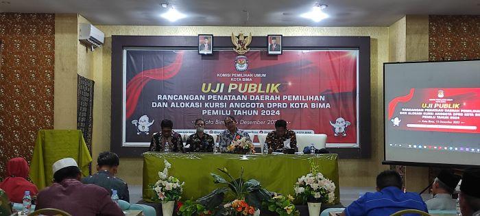 KPU Kota Bima Uji Publik 2 Rancangan Dapil dan Kursi Anggota DPRD untuk Pemilu 2024