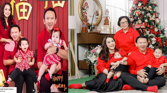Momen Ahok dan Puput Nastiti Sambut Perayaan Imlek 2022 Bersama Dua Anak, Kompak Pakai Baju Merah