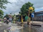 Warga Kediri Lombok Barat Tanam Pohon Pisang di Tengah Jalan Rusak