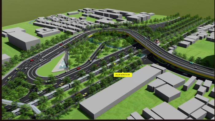 DESAIN FLYOVER - Penampakan Jalan Layang (Flyover) Taman Pelangi Surabaya yang kini tengah dimatangkan. Masuk dalam Instruksi Presiden Jalan Daerah (IJD), pembangunan ditargetkan mulai berjalan akhir tahun.