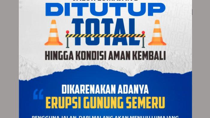 Akses Malang–Lumajang Ditutup Total Imbas Erupsi Semeru