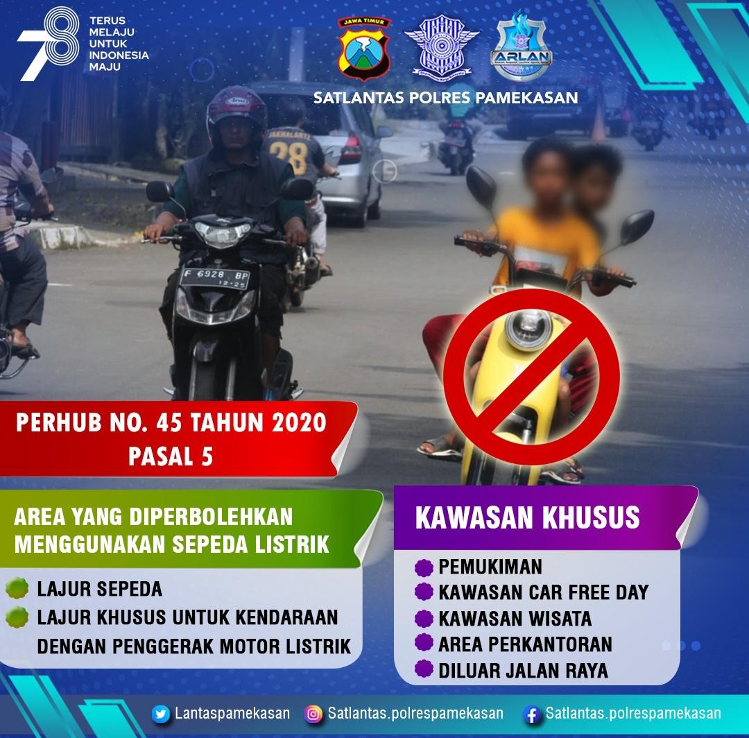Sepada Listrik Dilarang Digunakan di Jalan Raya, Polres Pamekasan Beri Sebaran Ini