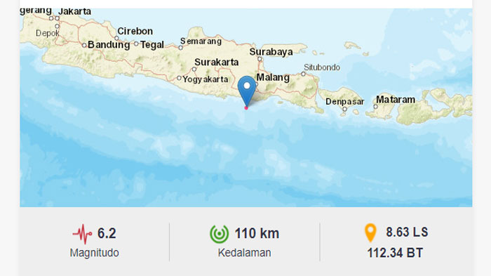 BREAKING NEWS - Gempa Berkekuatan 6,2 SR Guncang Blitar pada Jumat Malam, Tak Berpotensi Tsunami