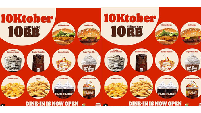 Promo Burger King 17 Oktober 2021, Burger, Double Choco Pie, hingga Coke Float Cuma Rp 10 Ribu