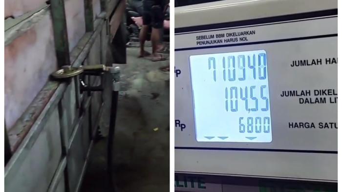 PENIMBUNAN BBM - Kolase tangkapan layar video viral di grup whatsapp Parepare Silaturahmi truk bertangki modifikasi mengisi solar subsidi hingga ratusan liter . Video ini viral di tengah kelangkaan BBM di Parepare, Selasa (7/10/2025). 