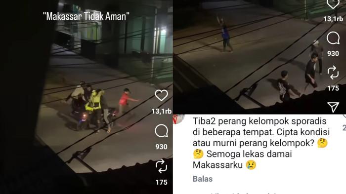 Viral Pemuda Tawuran di Jl Pannara Makassar, Nitizen: Murni Perang Kelompok atau Cipta Kondisi?